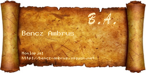 Bencz Ambrus névjegykártya